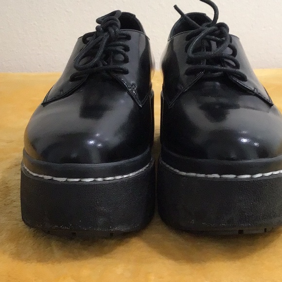 ๐ OPENING CEREMONY Leather Lace Up Oxford Platform Shoes Black - Picture 6 of 9